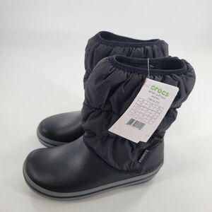 Crocs Womens Winter Puff Boot Black Charcoal Snow Boots Size 6 New